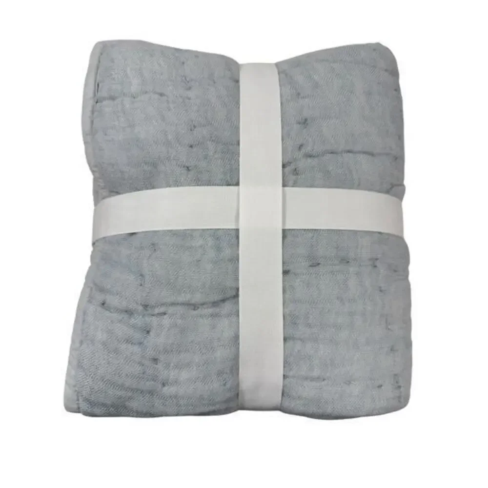 Pottery Barn Cloud Linen Cotton Quilted King Size Sham Chambray NEW WITH TAGS